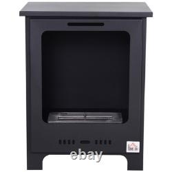 Freestanding Ethanol Fireplace, Bioethanol Fire with 0.9L Tank, 3 Hours