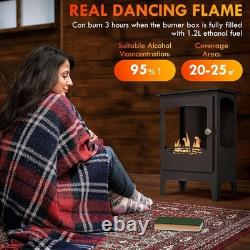 Freestanding Ethanol Fireplace Indoor Burner 1.2L Tank 3Hrs Flame Heater