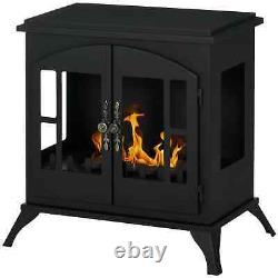 Freestanding Ethanol Fireplace Stove, Bioethanol Fire with Stainless Steel Flame