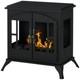 Freestanding Ethanol Fireplace Vintage Heater Steel Burner Flame Effect Black