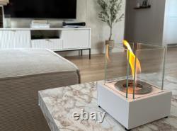 Freestanding Smart bio fireplace white structured matt