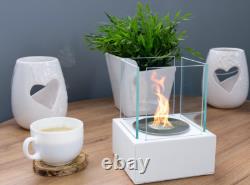 Freestanding Smart bio fireplace white structured matt