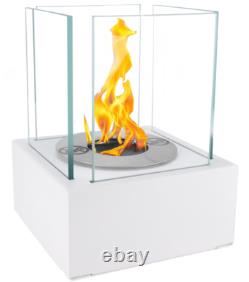 Freestanding Smart bio fireplace white structured matt