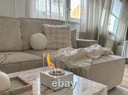 Freestanding Smart bio fireplace white structured matt