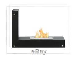 Freestanding Ventless Bio Ethanol Fireplace Vitrum L Black Ignis