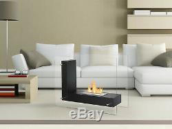 Freestanding Ventless Bio Ethanol Fireplace Vitrum L Black Ignis