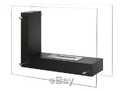 Freestanding Ventless Bio Ethanol Fireplace Vitrum L Black Ignis