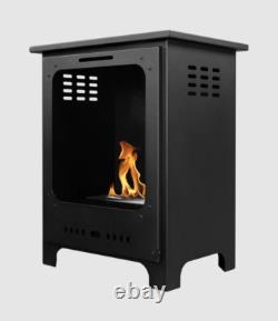Freestanding bio fireplace Koza Mini black matt with glass
