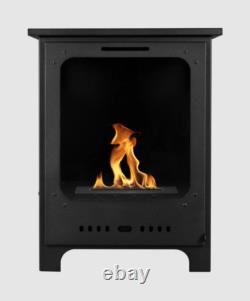 Freestanding bio fireplace Koza Mini black matt with glass