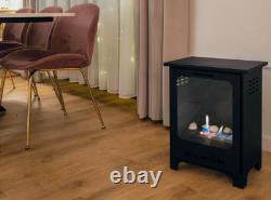 Freestanding bio fireplace Koza Mini black matt with glass