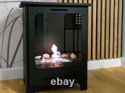 Freestanding bio fireplace Koza Mini black matt with glass