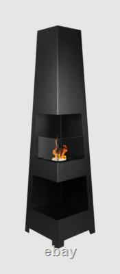 Freestanding bio fireplace Pyramid Garden black matt