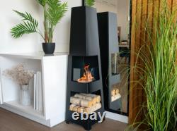 Freestanding bio fireplace Pyramid Garden black matt