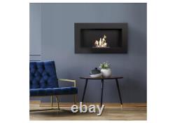 Golf Bio-ethanol Wall Fireplace Black Metal 64.8 x 37.4cm Kratka