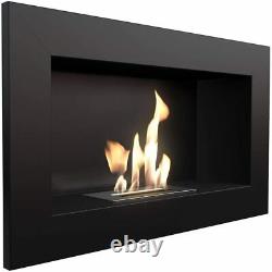 Golf Bio-ethanol Wall Fireplace Black Metal 64.8 x 37.4cm Kratka