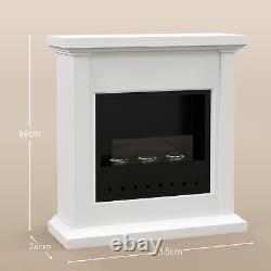 HOMCOM Bioethanol Fire, Ethanol and Gel Fireplace, 3 Hours Burns, White