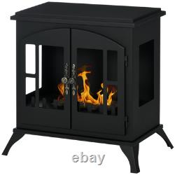 HOMCOM Ethanol Fireplace Stove Freestanding Bioethanol Fire with 0.9L Tank Black
