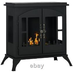 HOMCOM Ethanol Fireplace Stove Freestanding Bioethanol Fire with 0.9L Tank Black