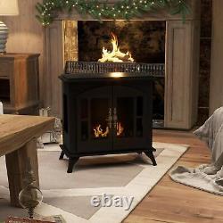 HOMCOM Ethanol Fireplace Stove Freestanding Bioethanol Fire with 0.9L Tank Black