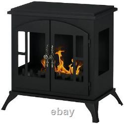 HOMCOM Ethanol Fireplace Stove Freestanding Bioethanol Fire with 0.9L Tank Black