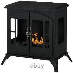 HOMCOM Ethanol Fireplace Stove Freestanding Bioethanol Fire with 0.9L Tank Black