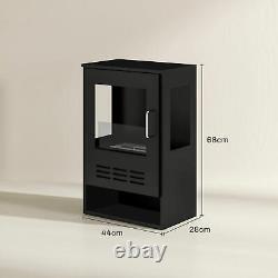 HOMCOM Ethanol Fireplace Stove with Shelf, 0.9L, Burns for Up to 3.3 Hours