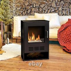 HOMCOM Ethanol Fireplace Stove with Shelf, 0.9L, Burns for Up to 3.3 Hours