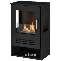 HOMCOM Ethanol Fireplace Stove with Shelf, 0.9L, Burns for Up to 3.3 Hours