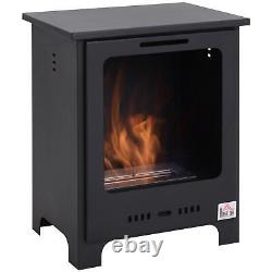 HOMCOM Free Standing Bio Ethanol Fireplace Heater with 0.9L Tank for Home Black