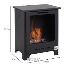 HOMCOM Free Standing Bio Ethanol Fireplace Heater with 0.9L Tank for Home Black