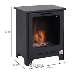 HOMCOM Free Standing Bio Ethanol Fireplace Heater with 0.9L Tank for Home Black