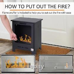 HOMCOM Free Standing Bio Ethanol Fireplace Heater with 0.9L Tank for Home Black