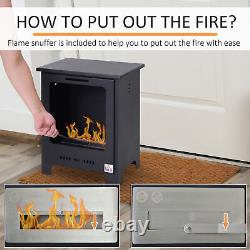 HOMCOM Free Standing Bio Ethanol Fireplace Heater with 0.9L Tank for Home Black