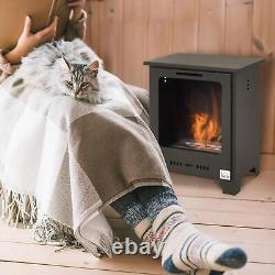 HOMCOM Free Standing Bio Ethanol Fireplace Heater with 0.9L Tank for Home Black