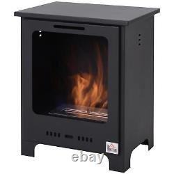 HOMCOM Free Standing Bio Ethanol Fireplace Heater with 0.9L Tank for Home Black