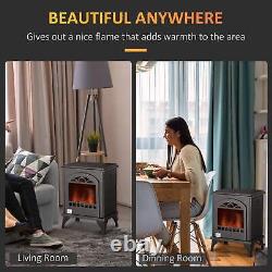 HOMCOM Free Standing Ethanol Fireplace, Bioethanol Heater Stove Fire with 1.5L T