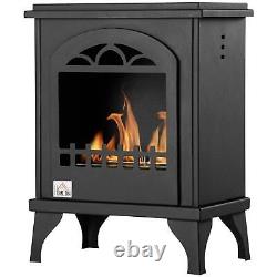 HOMCOM Free Standing Ethanol Fireplace, Heater Fire with 1.2L Tank, 3 Hours