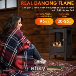 HOMCOM Freestanding Bio ethanol Fireplace with 1.2L Tank Smokeless & Safe