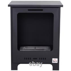 HOMCOM Freestanding Ethanol Fireplace, Bioethanol Fire with 0.9L Tank, 3 Hours B