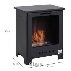 HOMCOM Freestanding Ethanol Fireplace, Bioethanol Fire with 0.9L Tank, 3 Hours B