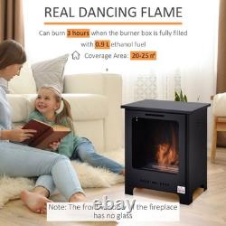 HOMCOM Freestanding Ethanol Fireplace, Bioethanol Fire with 0.9L Tank, 3 Hours B