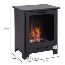 HOMCOM Freestanding Ethanol Fireplace, Bioethanol Fire with 1.5L Tank, 3 Hours B