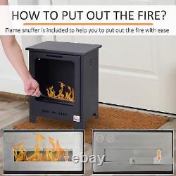 HOMCOM Freestanding Ethanol Fireplace, Bioethanol Fire with 1.5L Tank, 3 Hours B