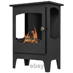 HOMCOM Freestanding Ethanol Fireplace, Steel Bioethanol Fireplace for Indoor