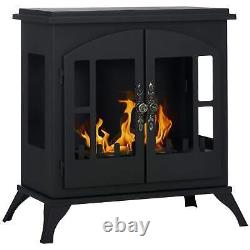 HOMCOM Freestanding Ethanol Fireplace Stove, Bioethanol Fire with Stainless Stee