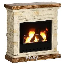 HOMCOM Home Bioethanol Fire, Ethanol and Gel Fireplace, 3 Hours Burns, Brown