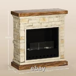 HOMCOM Home Bioethanol Fire, Ethanol and Gel Fireplace, 3 Hours Burns, Brown