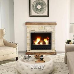 HOMCOM Home Bioethanol Fire, Ethanol and Gel Fireplace, 3 Hours Burns, Brown