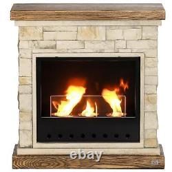 HOMCOM Home Bioethanol Fire, Ethanol and Gel Fireplace, 3 Hours Burns, Brown