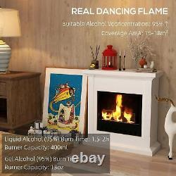 HOMCOM Home Bioethanol Fire Heater, With Mantelpiece, Electric Fireplace White